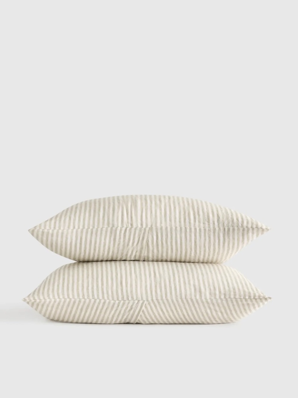 Quince European Linen Sham Set — King — Willowleaf/White Stripe — Set of 2